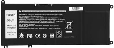 TSLUCK 56 Wh 33YDH Batterie pour für Dell Inspiron 17 7000 7778 7773 7779 7786 15 7577 G3 3579 3779 G5 5587 G7 7588 Latitude 13 3380 14 3490 15 3580 3590 Vostro 7570 7580 99NF2 PVHT1 P72F P30E 081PF3