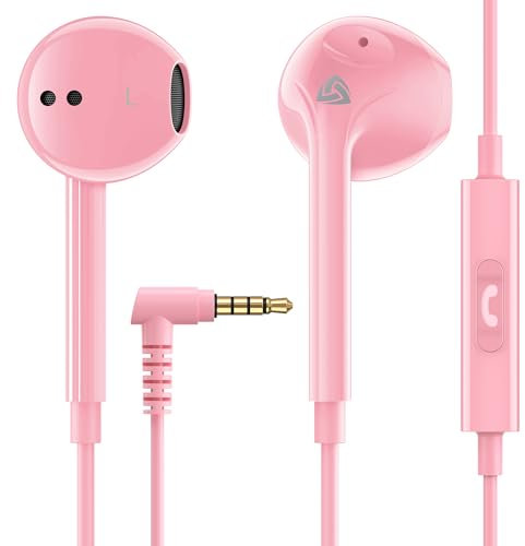LUDOS ZENITH Auricolari In-Ear Cuffie, Cuffiette con Filo e Microfono, 2 Anni di Garanzia, Cuffie Isolamento Acustico, Cuffiette Cellulare, Jack 3,5 mm per iPhone, Apple, Samsung, Huawei - Rosa