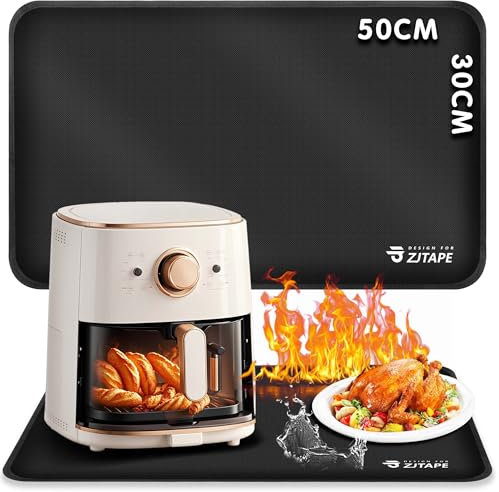 ZJTAPE Feuerfeste Unterlage, Hitzeschutzmatte - 50x30cm, Hitzebeständige Matte für Arbeitsplattenschutz, Rutschfest & Wasserdicht Silikonmatten für Mikrowelle, Airfryer, Kaffeemaschine