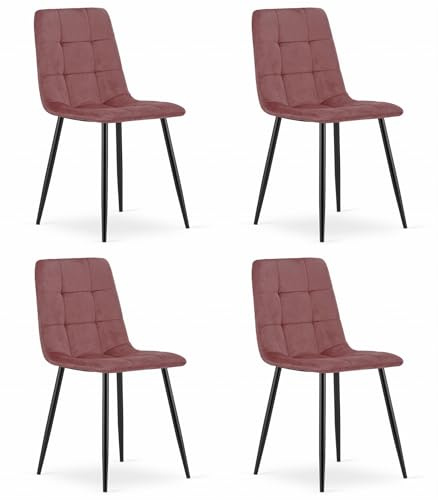 Best For Home Esszimmerstuhl | Küchenstuhl erhältlich in | Set (1, 2 oder 4) | Wohnzimmerstuhl in | Hellgrau & Rosa | Ergonomischer und komfortabler Stuhl | Esszimmerstuhl 87 x 45 cm