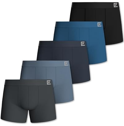 Pierre Calvini Mens Boxers - Soft Cotton Boxers for Men (5/10Pk) | Mens Underwear Multipack With Longer Leg, No Ride-Up Fit, Anti-Chafing Tag-Free Anti-Roll Waistband, Moisture-Wicking Control