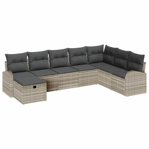 vidaXL Gartensofa-Set 8 STK. Hellgrau Poly-Rattan