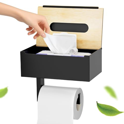 Toilettenpapierhalter mit Feuchttücherbox - Klopapierhalter ohne Bohren