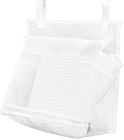 OFFIGAM Mesh Bath Toy Storage Net Bag for Boys and Girls Wall-Mounted Organizer Multi-Purpose Square Storage Pouch White Suitable for Bathtubs and Showers