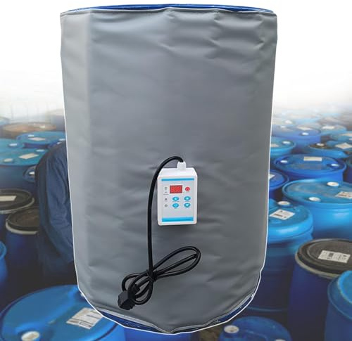 pealiritansemen 2000 W Metal Oil Drum Heater, 55 Gal Oil Drum Electric Heating Blanket, Barrel Heating Tape, 0-120℃ Adjustable Temperature, 0-24 Hours Timer Shutdown, Without Top Cover,Grey