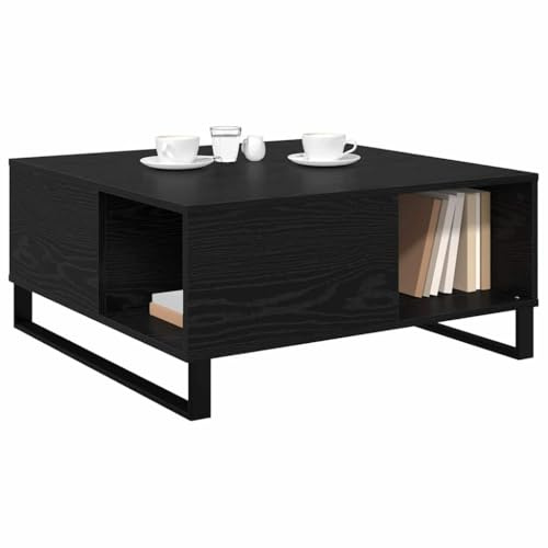 vidaXL Coffee Table Black Oak 80 x 80 x 36.5 cm Engineered Wood, Living Room, Modern Coffee Table, Durable for Beverages, Stylish Indoor Furniture, Minimalist Accent