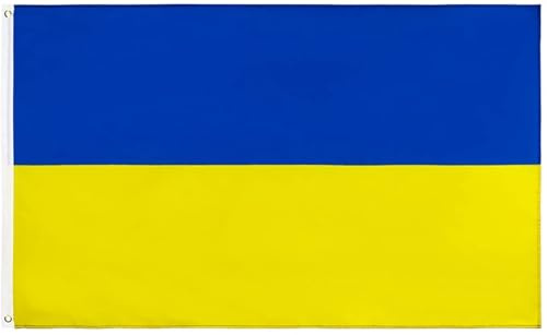 Bandera del Mundial 2026 - Bandera Nacional Oficial de 1,5 m x 0,9 m, Doble Cara con Ojales de Latón para EE. UU., Canadá y México (Ucrania)