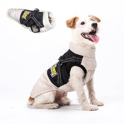 Hundemantel Winter Hundejacke Haustier Skifahren Kostüm Wasserdicht & Winddicht, Ärmellose Baumwolle Gepolsterte Weste mit Reflektoren Reißverschluss (Schwarz, S)