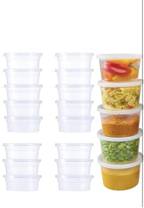 100pcs 4oz Clear Plastic Sauce Pots with Lids – Reusable Round Takeaway Deli Containers for Dip, Ketchup, Chutney, Slime & Wax Melts (100ml) 100 PACK 4 OZ