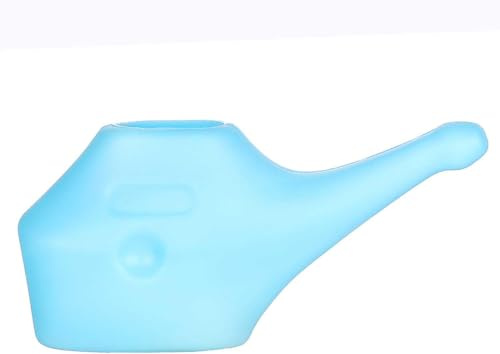 HEALTHANDVEDA™ Plastic Neti Pot for Nasal Cleansing with 10 Neti Salt | Compact and Travel-Friendly Design | Natural Treatment for Sinus, Infection and Congestion (Blue)