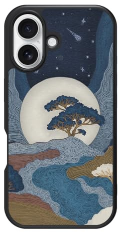 Case Collection Japanese Moon Art for iPhone 16 Case, Aura Farming | 10ft CoreShock Drop Protection, MagSafe Compatible with 1600g Magnet Hold, Glossy Finish Print, Microfibre Lining, Gift Box
