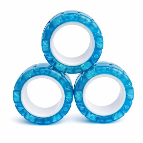 Magnetische Fidget Ringe 3er Set Blau – Anti Stress Spielzeug für Erwachsene & Kinder – Magnetic Finger Rings für Fokus, ADHS & Anxiety Relief