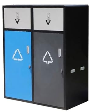 2WFYJNITP Trash Bin for Patio Large with Lid Sorting Waste Bins Outdoor Commercial Public Areas Metal Rubbish Bin