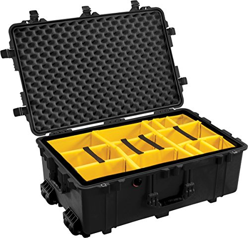 PELI 1650 Stabiler Schutzbehälter mit Gepolstertem Einteilungssystem, IP67 Wasser- und Staubdicht, 86L Volumen, Schwarz