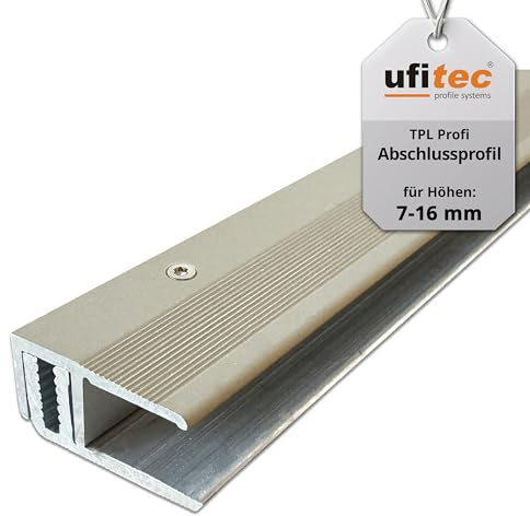 ufitec Profilsystem für Parkett- und Laminatböden - für Belagshöhen von 7-16 mm - viele Farben lieferbar (Abschlussprofil, Bronze Hell, 90 cm länge)