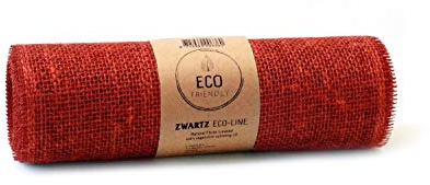 Juteband, Tischläufer, Soft Jute, Natur/Farbig 30 cm breit, 5 m Rolle | Tischband Deko Hochzeit rustikal Natur/Farbig (rot)