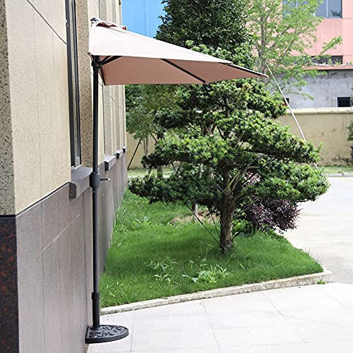 ACXZ Sombrilla de Medio balcón Sombrilla de Patio Parasol 270 cm, Sombrilla de Pared con manivela y 5 Varillas, para cafetería, terraza, Ventana (Caqui)