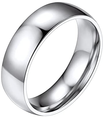 PROSTEEL Ring für Herren Edelstahl Bandring Größe 54 hochglanzpoliert 6mm breit Simple Wedding Ring Trauring Partnerring für Männer Modeschmuck Accessoire für Geburtstag Jahrestag