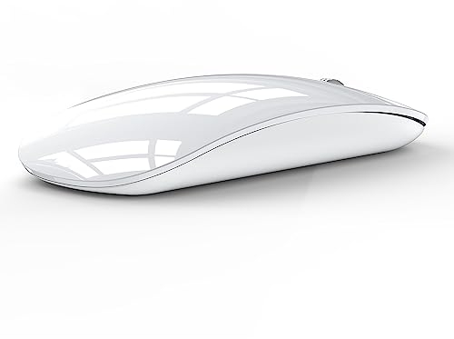 Uiosmuph U58 Kabellose Maus, 2.4G USB Laptop Mäuse Leise Funkmaus Ultra Slim Wireless Mouse 1600DPI für USB Empfänger mit Typ C Kompatibilität mit Windows/Mabook/Linux/Mac (Weiß)