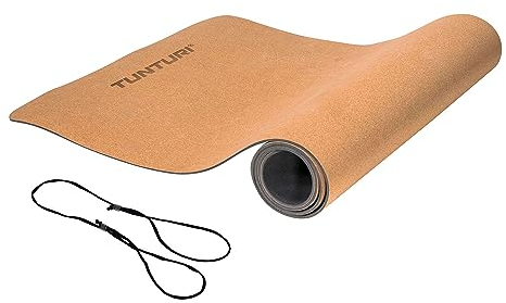Tunturi Yogamatte aus Kork 183 cm, Korkmatte für Yoga, Pilates, Gymnastik, rutschfest