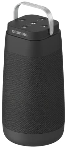 Grundig BT Speaker Connect 360, Bluetooth Lautsprecher, Musikbox, 360°-Sound, bis zu 30 m Reichweite, bis zu 20 Stunden Akkulaufzeit, LED-Batterieanzeige, Ladestation, Mikrofon, Schwarz
