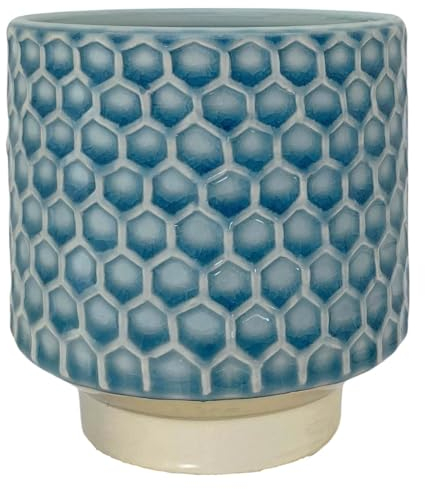 Nordring Retro Übertopf Vintage Pflanztopf für Zimmerplanzen Blumentopf Goldy M (12,5 cm ø), Sky Blue, Keramik