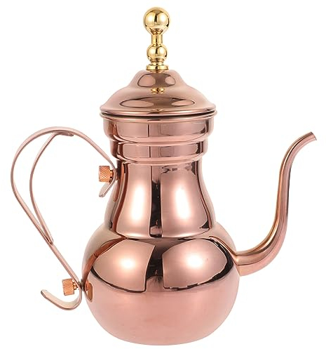 OSALADI Tetera con colador de té Cocina de acero inoxidable Tetera para infusiones de estilo oriental Cafetera para verter hervidor de agua vintage con filtro extraíble Calentador de agua 700 ml