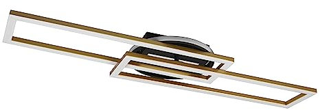 Reality Leuchten LED Deckenleuchte Twister R67183108, Metall Schwarz/Messing matt, inkl. 30 Watt LED, Fernbedienung, Dimmer, Farbwechsel