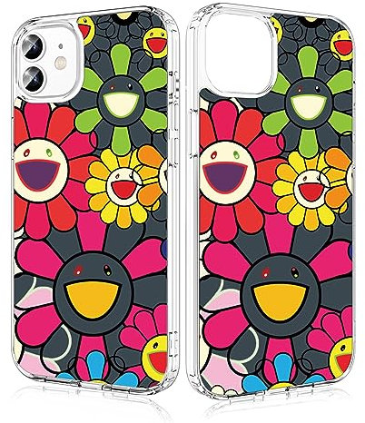 Losvick For iPhone 12 Mini Case, Smile Face Transparent Hybrid Protective Case Hard PC + Shockproof TPU Bumper for iPhone 12 Mini, 5.4 Inch - Smile Face