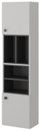 Vicco Badschrank Gerta, Grau, 37.5 x 150 cm | mit Tür und offenen Fächern, zur Montage unter dem Waschbecken für zusätzlichen Stauraum