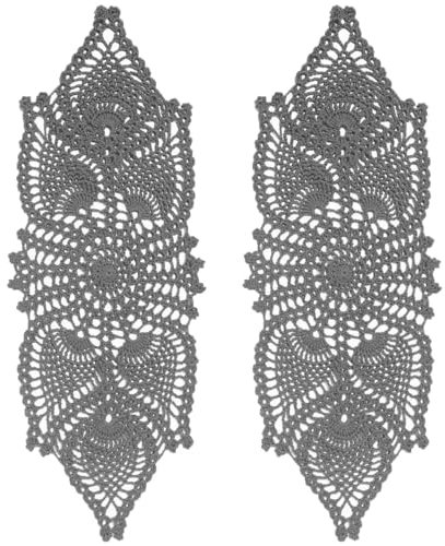 BOMHCS Manteles individuales de ganchillo hechos a mano con encaje de flores, para el hogar, cocina, cena, cafetería, camino de mesa (gris oscuro, 6 x 19 pulgadas, paquete de 2 unidades)