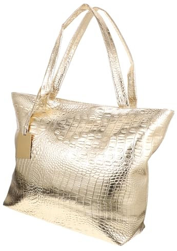 DEARMAMY Einkaufstasche Aus Pu-Leder Mit Großem Fassungsvermögen Modedesigner-Umhängetasche Eimer-Geldbörse Golden 40 X 10 X 30 Cm