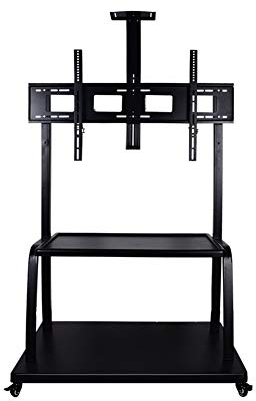 TV-Möbel, TV-Möbel, für Plasma-Bildschirm, OLED LED, LCD, 32-100 Zoll, hoher TV-Wagen höhenverstellbar, Bodenständer mit Tablett und Rollen, TV-Halterung bis 80 kg Full Motion (