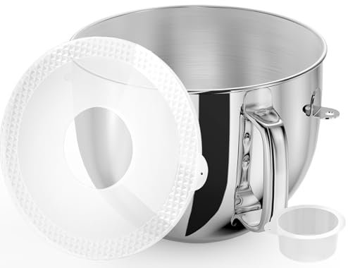 7QT Edelstahl Mixer Schüssel Kompatibel mit Kitchenaid Standmixern, Kitchenaid Rührschüssel Ersatzschüssel für 7QT Bow-Lift Standmixer mit Griff und Deckel