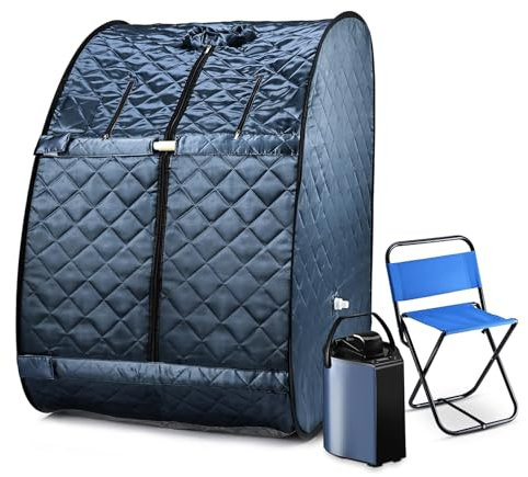 ABJGHYUT Sauna à Vapeur Portable pour la Maison, Sauna Portable pour Tout Le Corps 3L 800W, Tente de Sauna avec cuiseur Vapeur, Chaise, télécommande Incluse,Noir