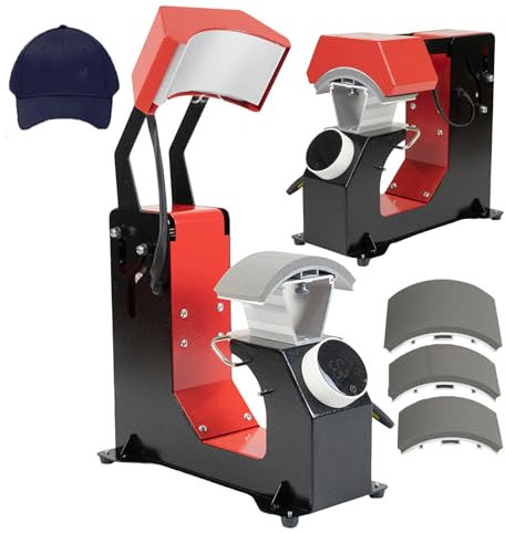 forplubossmmp Máquina De Prensado por Calor para Gorras De Béisbol De 40°C A 210°C, Máquina De Transferencia De Calor para Gorras Y Máquina De Planchado por Sublimación, Placa De Prensado 310W