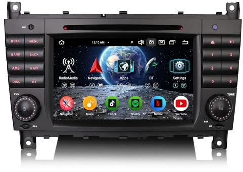 Erisin 8-Core Android 14 4GB+64GB GPS Navegación DVD Radio Coche Bluetooth GPS Navegador para Mercedes Benz Clase C W203 Clase CLC W203 Clase G W463 Wireless CarPlay Android Auto WiFi DSP Dab+ CANBUS