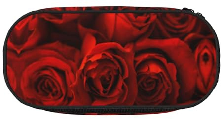 FEYUNYAN Large Capacity Pencil Case Aesthetic, Spill-Proof Canvas Pencil Pouch with Zipper, Red Rose Pencil Case for Women & Men, Lightweight Portable Stationery Pencil Bag for Students & Travel