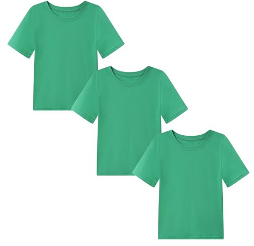Smazero Kids Plain T-Shirt Cotton Crew Neck Girls Boys T Shirts Summer Short School PE Tee Tops for Children 5-13 Years 3 Packs