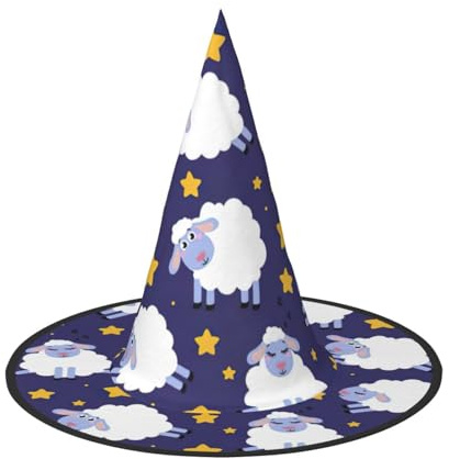 YUBVCF Halloween-Hut mit Schaf-Druck, für Cosplay, Oxford-Stoff, Halloween-Hut für Maskerade-Partys