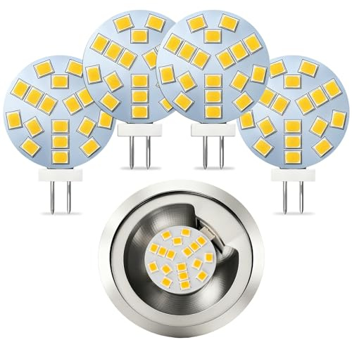 Amztour 4 Pezzi Lampadine LED G4 2W Equivalente a 20W Alogena, Base G4 Bi-Pin AC/DC10-30V 250LM Bianco Caldo 2700K Lampadine LED Rotonda Non Dimmerabile per Illuminazione da Incasso