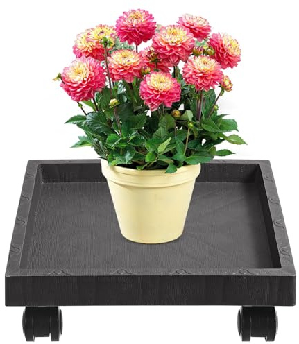 Mikikit Sottovaso con Design Estetico in Plastico 45x45 con Ruote Base per Piante Lo Spostamento e Previene Fuoriuscite per per Casa e Balcone