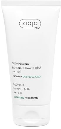 Ziaja Pro Duo-Peel Gesichtspeeling mit Papainenzym & AHA-Säuren pH 4.0 200 ml - Sanftes enzymatisches & saures Peeling zur Hauterneuerung, Glättung und Aufhellung, für den professionellen