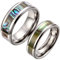 JewelryWe Schmuck 1 Paar Wolfram Wolframcarbid Glänzend mit Abalone Muscheln Inlay Partnerringe Freundschaftsringe Eheringe Trauringe Verlobungsringe Band, Silber