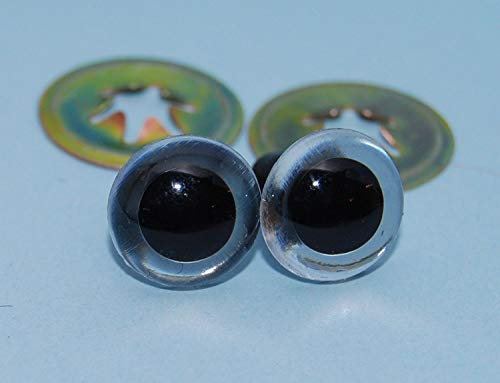 celloexpress 12mm Transparent Clear Crystal Eyes with Metal Backs - Safety Eyes for Soft Toy Teddy Bear Animal Making (Pack of 10 Pairs)