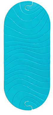 Boon B11192 RIPPLE Textured Non Slip Baby Bath Tub Mat with Hanging Hook and Drain Holes, Blue
