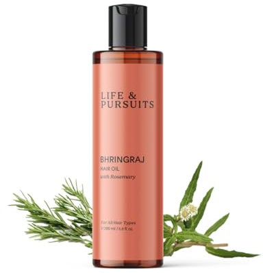 Life & Pursuits Bhringraj Hair Growth Oil 200 ml, Natural Ayurveda Scalp Therapy For Men & Women| Rosemary, Amla, Hibiscus, Tea Tree & Coconut| Reduces Itchiness & Dryness| Nourishes Damaged Hair