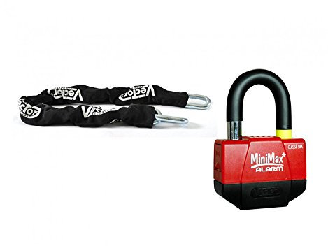 Kit antivol Vector chaîne 1,30m + cadenas/bloque-disque MiniMax Alarm+