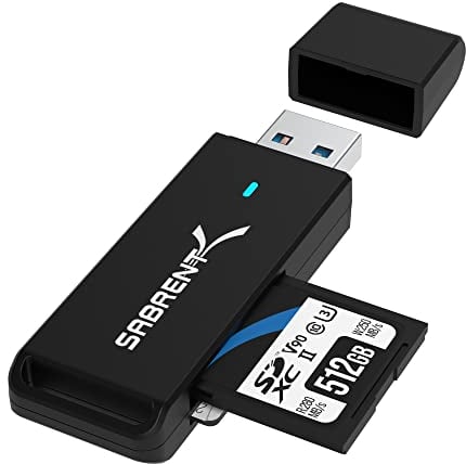 SABRENT SD, Micro SD Kartenleser, USB 3.2 gen 1 Kartenleser, 5Gbps High Speed Externe Kartenlesegeräte OTG Adapter unterstützt MMC/TF/SDXC/SDHC/Micro SDHC/Micro SDXC, für PC, usw (CR-T2MS)