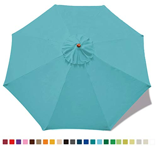 ABCCANOPY 2.7M Sonnenschirm Ersatzdach Patioschirm Marketschirm Ersatz Baldachin mit 8 Rippen,Türkis